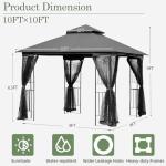 ECOTOUGE 10'x10' Heavy Duty Outdoor Gazebo