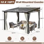 Raysfung 10'x10' Wall Mounted Aluminum Gazebo