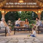 Aoxun 10' x 12' Outdoor Wood Gazebo, Hardtop Gazebo Permanent Wooden Pavilion with Galvanized Steel Double Roof, for Patio, Garden, Deck, Cedar Wood, Natural