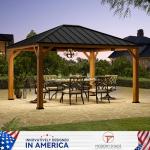 Modern Shade Tranquil Grove Wood Gazebo 12' x 14', Hardtop Gazebo Permanent with Galvanized Steel Roof, Cedar Outdoor Gazebo with Sturdy Hooks for Garden, Backyard, Patio and Deck