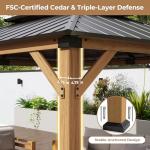Jocoevol 10' X 12' Wood Gazebo Hardtop Outdoor Permanent Pavilion with Double Galvanized Steel Roof Snow Support, Wind Resistance for Backyard Garden, Lawns, Patio