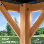Aoxun 10' x 12' Outdoor Wood Gazebo, Hardtop Gazebo Permanent Wooden Pavilion with Galvanized Steel Double Roof, for Patio, Garden, Deck, Cedar Wood, Natural