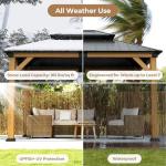 Jocoevol 10' X 12' Wood Gazebo Hardtop Outdoor Permanent Pavilion with Double Galvanized Steel Roof Snow Support, Wind Resistance for Backyard Garden, Lawns, Patio