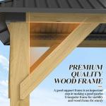 GARTOO 10' x 12' Outdoor Wooden Gazebo - Patio Hardtop Gazebo Permanent Wooden Pavilion with Galvanized Steel Double Roof, Wood Gazebos for Garden, Lawn, Poolside, Backyard Deck