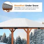 Modern Shade Tranquil Grove Wood Gazebo 12' x 16', Hardtop Gazebo Permanent with Galvanized Steel Roof, Cedar Outdoor Gazebo with Sturdy Hooks for Garden, Backyard, Patio and Deck