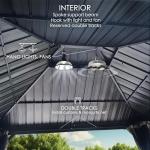 Kozyard Alexander 12' x 14' Hardtop Gazebo, Aluminum Frame with Galvanized Steel Double Roof, Outdoor Permanent Pavilion with Curtains and Netting for Patio, Backyard, Deck, Lawn (Gray)