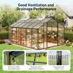 10x12FT Double-Door Polycarbonate Greenhouse with Vent