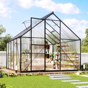 Jocisland 8x10 Ft Polycarbonate Greenhouse with Aluminum Frame