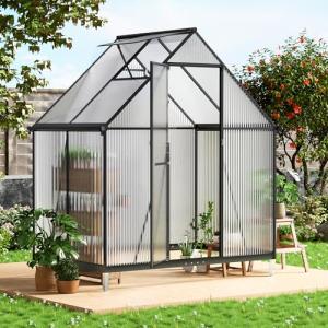 6x4FT Heavy-Duty Polycarbonate Greenhouse with Vent