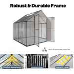 Kingdura 8x8ft Walk-in Polycarbonate Greenhouse
