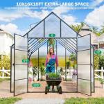 SELLERWE 10x16 FT Polycarbonate Greenhouse with Vent Windows
