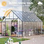 SELLERWE 10x16 FT Polycarbonate Greenhouse with Vent Windows