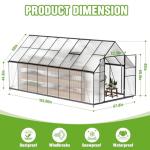 8x16FT Polycarbonate Walk-In Greenhouse with Vent