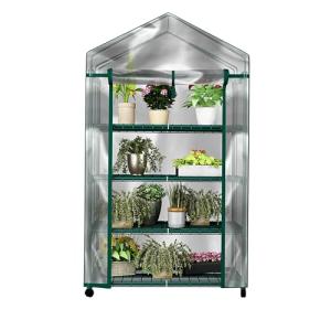 Portable 4 Tier Mini Greenhouse with Locking Wheels