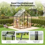 6x4FT Heavy Duty Polycarbonate Greenhouse with Vents