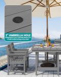 7-Piece Gray Outdoor Dining Set with Umbrella Hole