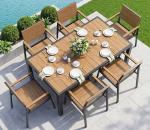 7-Piece Outdoor Dining Set for 6, Gray-Teak
