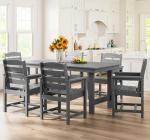 7-Piece Gray Outdoor Dining Set with Umbrella Hole