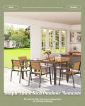 7-Piece Outdoor Dining Set for 6, Gray-Teak