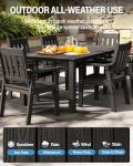 7-Piece Black Patio Dining Set with Umbrella Hole