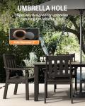 7-Piece Black Patio Dining Set with Umbrella Hole