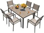 7-Piece Brown Patio Dining Set with Large Table