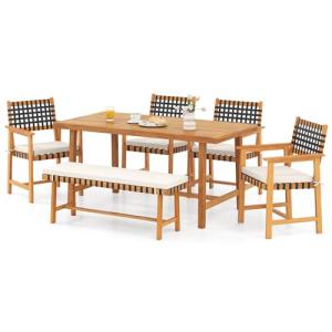 Tangkula 6-Piece Acacia Outdoor Dining Set
