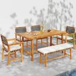Tangkula 6-Piece Acacia Outdoor Dining Set