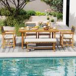 Tangkula 6-Piece Acacia Outdoor Dining Set