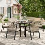 7-Piece Round Outdoor Dining Set with Cushions