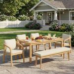 Beige 6-Piece Acacia Patio Dining Set