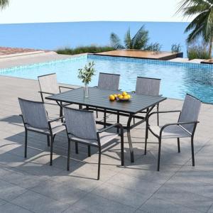 7 Piece Outdoor Dining Set with Stackable Chairs