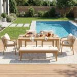 Beige 6-Piece Acacia Patio Dining Set