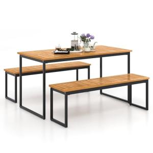 Tangkula 3-Piece Outdoor Dining Set for 6