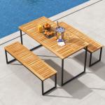 Tangkula 3-Piece Outdoor Dining Set for 6