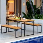 Tangkula 3-Piece Outdoor Dining Set for 6