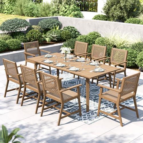 9-Piece Acacia Wood Outdoor Dining Set for 8