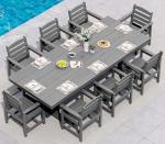 9-Piece Gray Outdoor Dining Set with Umbrella Hole