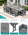 9-Piece Gray Outdoor Dining Set with Umbrella Hole