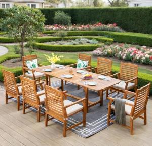 9-Piece Acacia Wood Outdoor Dining Set for 8