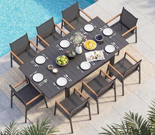Expandable Aluminum Patio Dining Set for 8