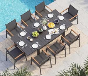 Expandable Aluminum Patio Dining Set for 8