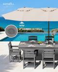 9-Piece Gray Outdoor Dining Set with Umbrella Hole