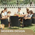 9-Piece Wicker Outdoor Dining Set with Acacia Table