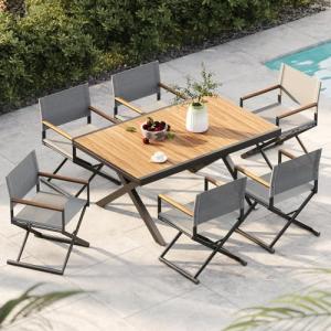 7-Piece Outdoor Dining Set with Folding Chairs