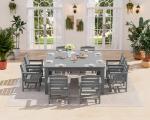 Gray Outdoor Dining Set for 8 with Umbrella Holes