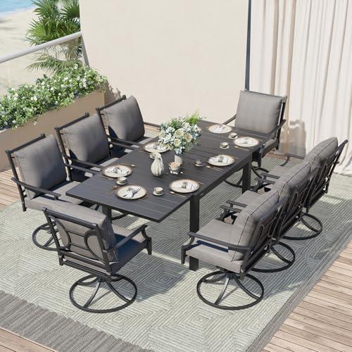 9-Piece Outdoor Dining Set with Swivel Chairs