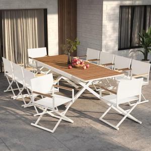 11-Piece Outdoor Dining Set with Folding Chairs