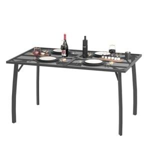 AECOJOY Outdoor Dining Table for 6, Dark Grey