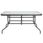 Modern Black Glass Patio Dining Table with Umbrella Hole